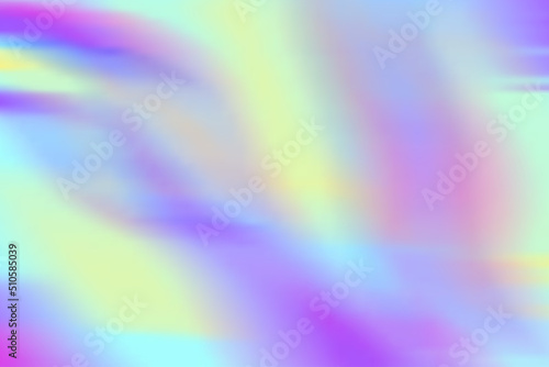 Hologram Neon background. Cute neon Girlie Rainbow, Unicorn Fairy Tale texture. Violet, pink, blue Holographic Foil. Iridescent art. Vector Glitch backdrop. Blur colorful pattern.