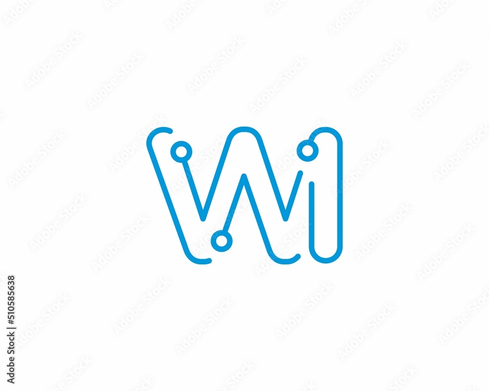 Abstract Letters WI Logo Design Template 001 Abstract Letters WI Logo Design Template 001