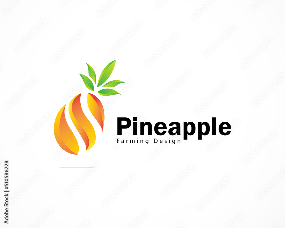 pineapple logo design concept food vegetables design color gradient pineapple logo design concept food vegetables design color gradient