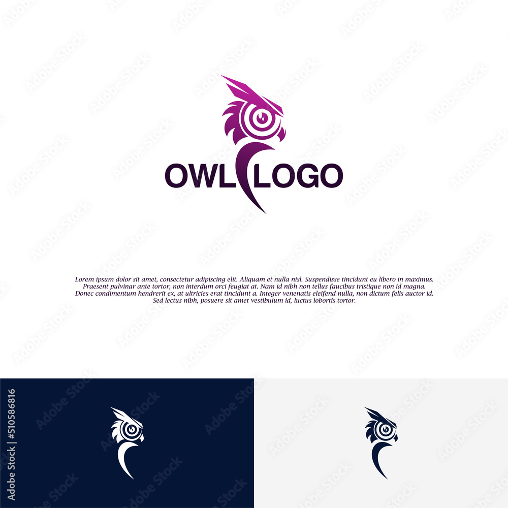 Fototapeta premium Owl bird logo vector illustration. modern logo design flat