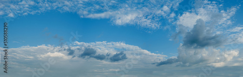 panorama vivid sky.Panorama of a twilight sunset and colorful clouds