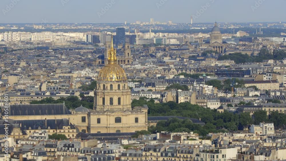 Golden dome of the Hotel des Invalides and rooftops of Paris, France Golden dome of the Hotel des Invalides and rooftops of Paris, France