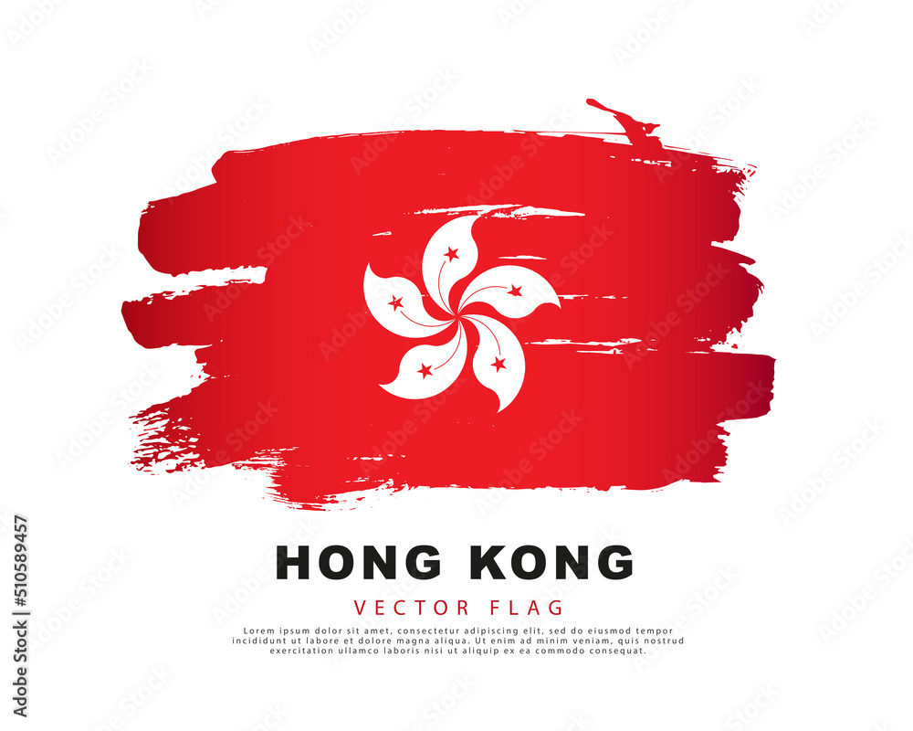 Flag of Hong Kong. Red brush strokes, hand drawn. Vector illustration ...