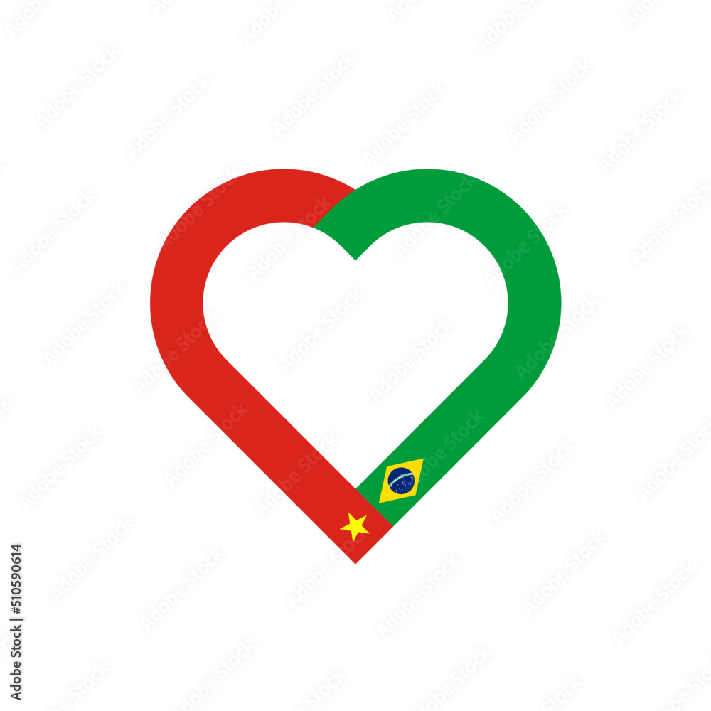 unity concept. heart ribbon icon of vietnam and brazil flags. vector illustration isolated on white background unity concept. heart ribbon icon of vietnam and brazil flags. vector illustration isolated on white background