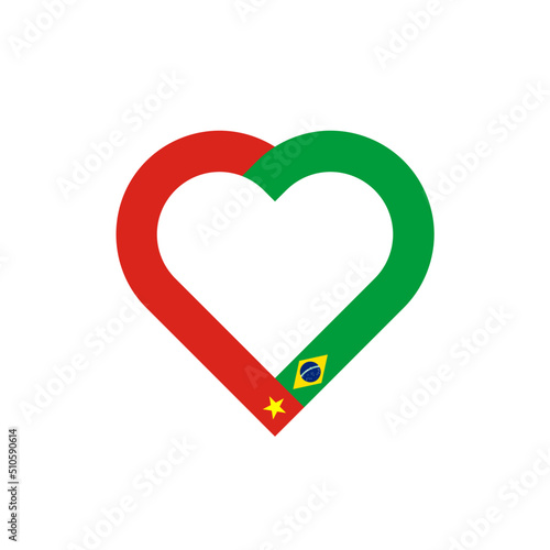unity concept. heart ribbon icon of vietnam and brazil flags. vector illustration isolated on white background