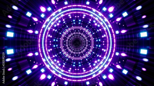 Party mood tunnel illustration with dotted line pattern Neon Lights