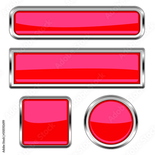 Red glass buttons isolated on a white background