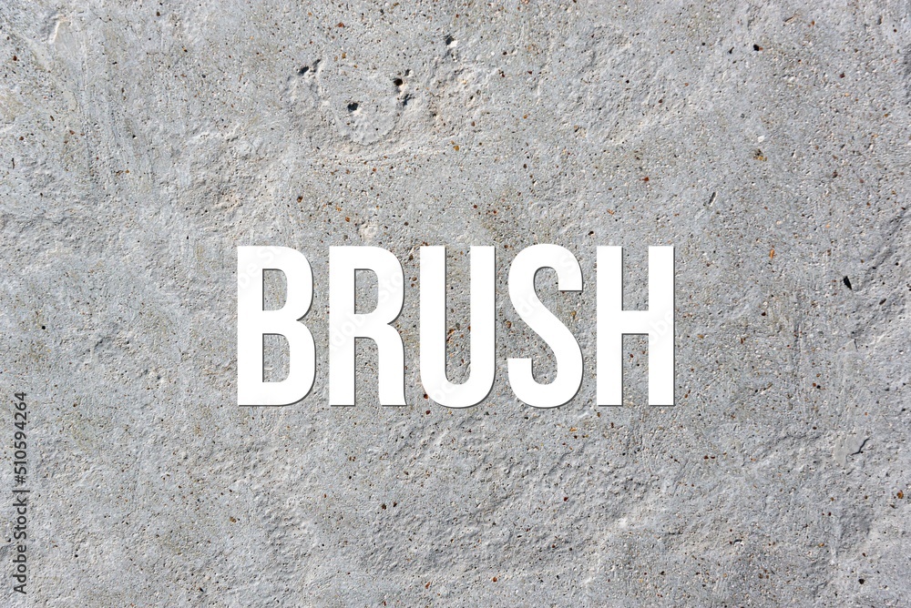 BRUSH - word on concrete background. Cement floor, wall. BRUSH - word on concrete background. Cement floor, wall.