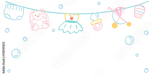 Baby bunting with toys and accessories