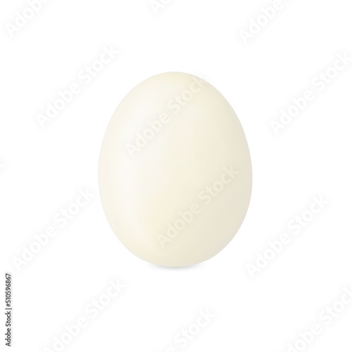 boiled egg on white background. peeled freshly boiled egg