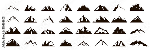 Tela Mountain icons set. Vector silhouette