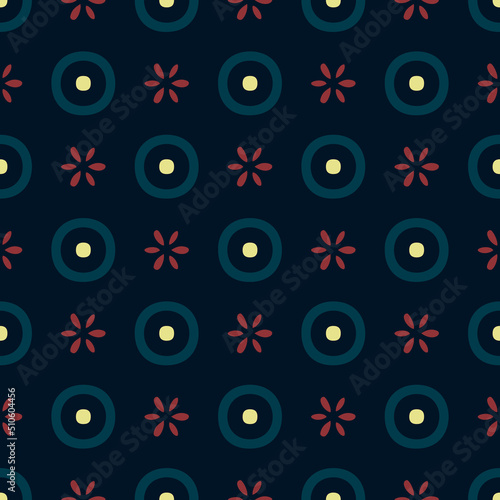 Doodle floral pattern seamless background cute small flowers motif vintage indian ornament design.