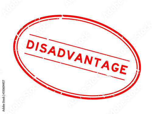 Grunge red disadvantage word rubber seal stamp on white background