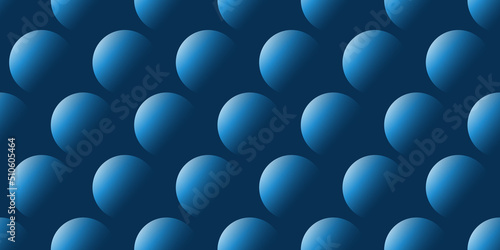 Dark Blue Modern Style Abstract Geometric Background Design, Rows of Many Large Lit 3D Balls Pattern, Template in Editable Vector Format