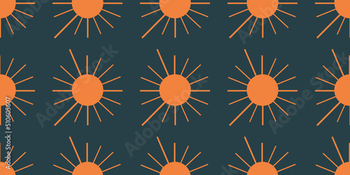Lots of Orange Suns - Vintage Style Texture, Wide Scale Pattern Background, Design Element in Editable Vector Format
