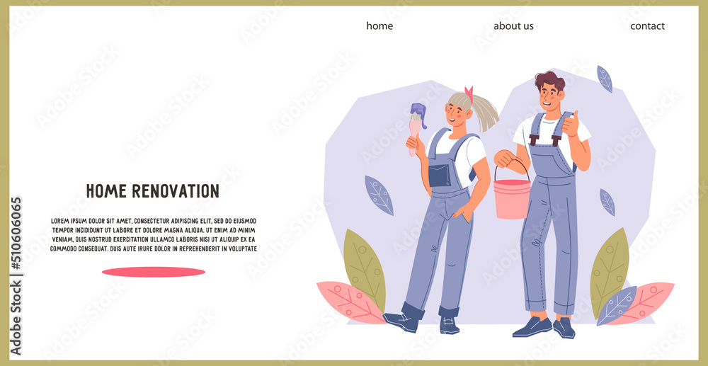 Home renovation and decoration works website banner template.