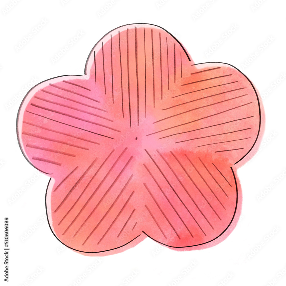 水彩風手描きの和風お花パーツ 梅の花 水彩風手描きの和風お花パーツ 梅の花