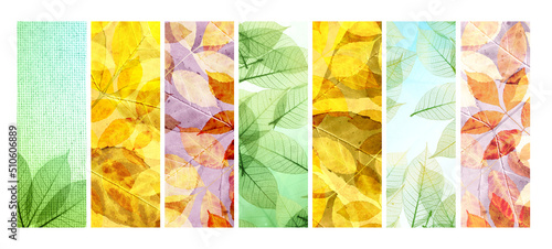 Set of vertical or horizontal vintage nature banners with autumn leaves