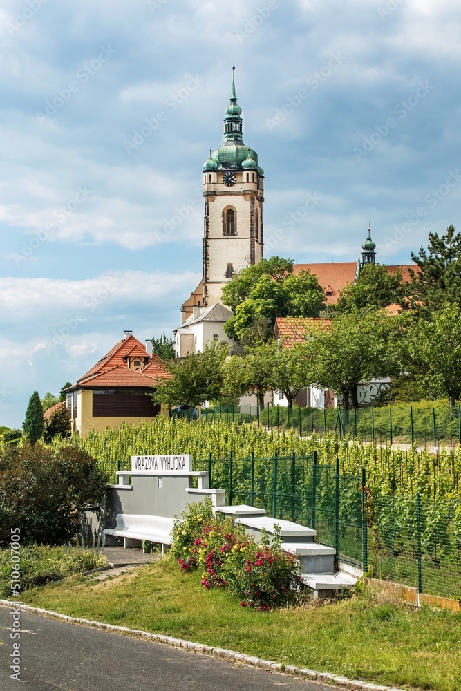 Fototapeta premium Melnik Castle on the hill above Labe and Vltava River confluence, Czech Republic - Europe. The castle was rebuilt in 1754 into a chateau.