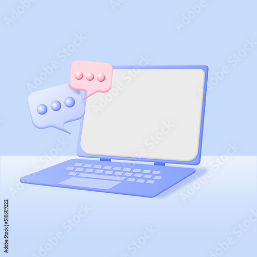3d speech bubble with notepad for photo gallery platform online social conversation comment emoji concept message speech icons social media chat