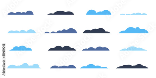 Cloud. Abstract white cloudy set isolated on blue background. Vector illustration