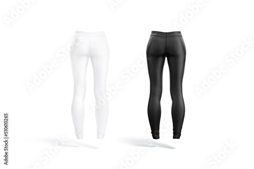 Blank black and white women sport leggings mockup, back view