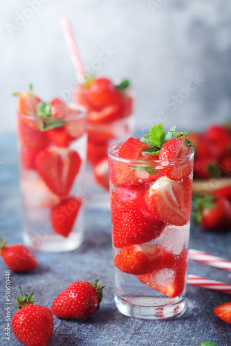 Fresh strawberry drink with ice	