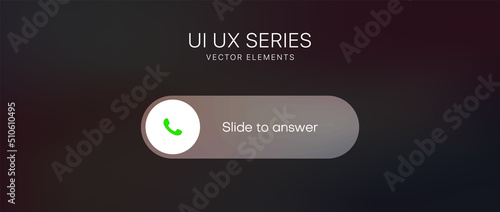 Phone incoming call screen elements. Slide to answer. Accept button, Decline button. Incoming call. Smartphone call screen template. Mockup vector illustration. EPS10. 
