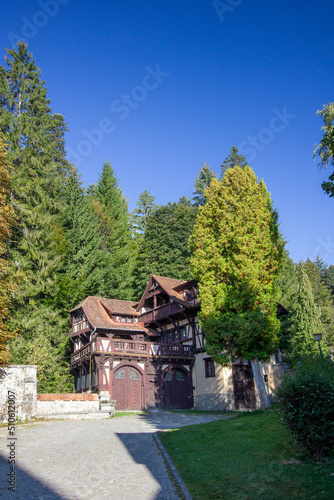 beautiful old palace building in a forest