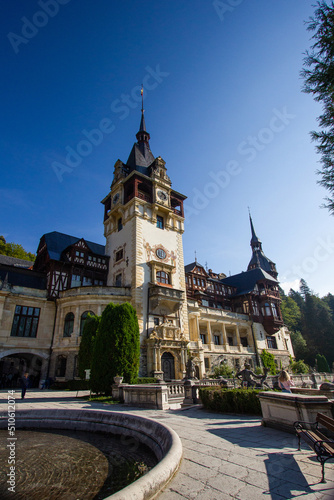 Beautiful old royal palace in Carpathian with clock tower