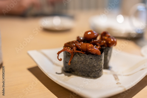 Delicious Japanese Food serve on Plate at Japanese Restaurant photo