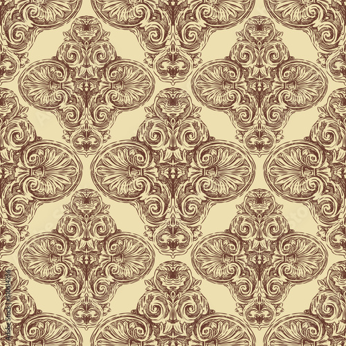 Seamless pattern from sketches vintage design elements in baroque style