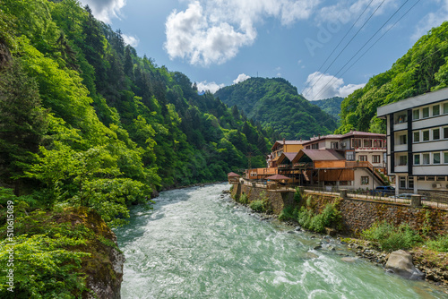 Schilderij op canvas Camlihemsin Town view in Rize Peovince of Turkey