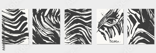 Hand drawn black ink zebra skin texture.
