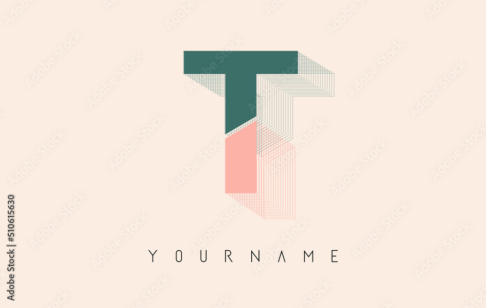 Wireframe T Letter Logo Design in two colors. Creative vector illustration with wired, mirrored outline frame. Wireframe T Letter Logo Design in two colors. Creative vector illustration with wired, mirrored outline frame.