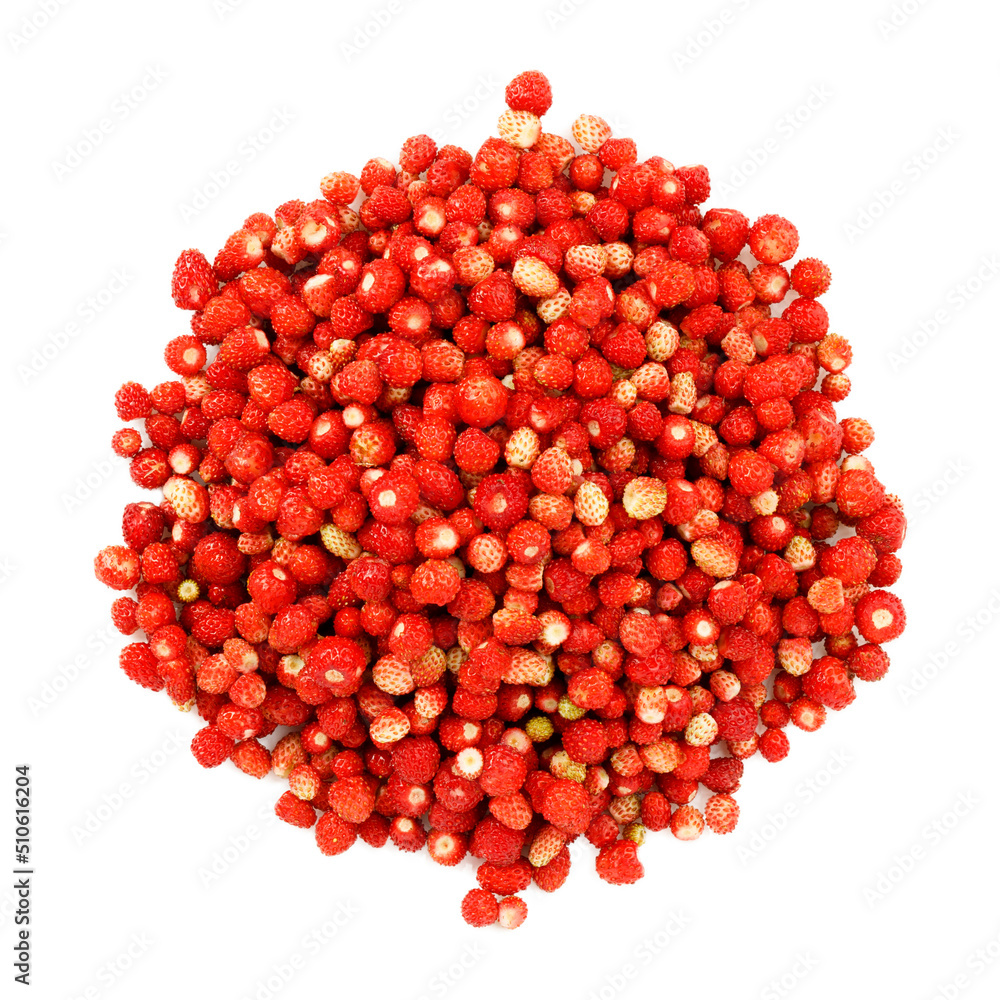 Bunch of red ripe wild strawberries on a white background. Bunch of red ripe wild strawberries on a white background.