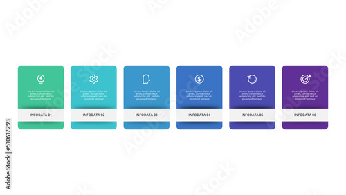 Rectangles infographic with 6 steps, options, parts or processes. Business data visualization.
