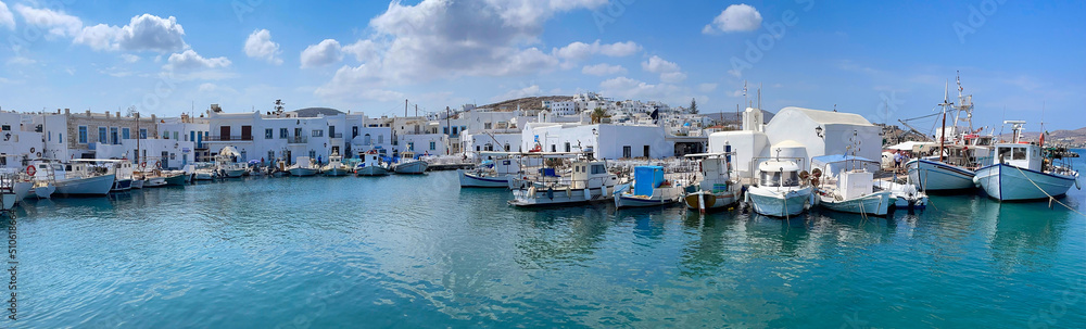 Naoussa village with mooring boats