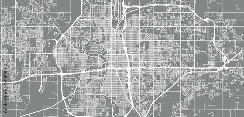 Urban vector city map of Wichita, Kansas , United States of America