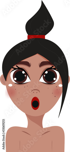 Young shamless girl with brown eyes and red lips