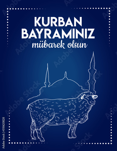 happy eid al-adha. Turkish: kurban bayraminiz mubarek olsun	