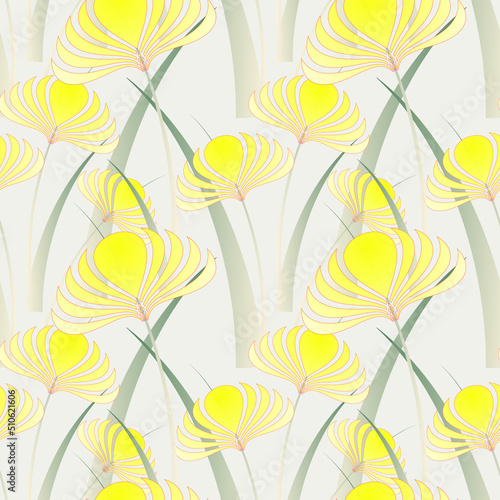 yellow iris in the fog seamless pattern tile