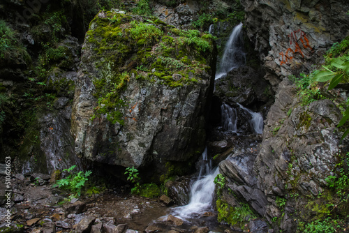 Altai Republic. The village of Cheremshanka. Cheremshansky waterfall.