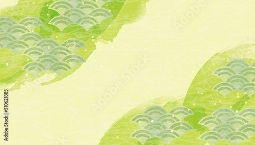 水彩　新緑　緑イメージ背景