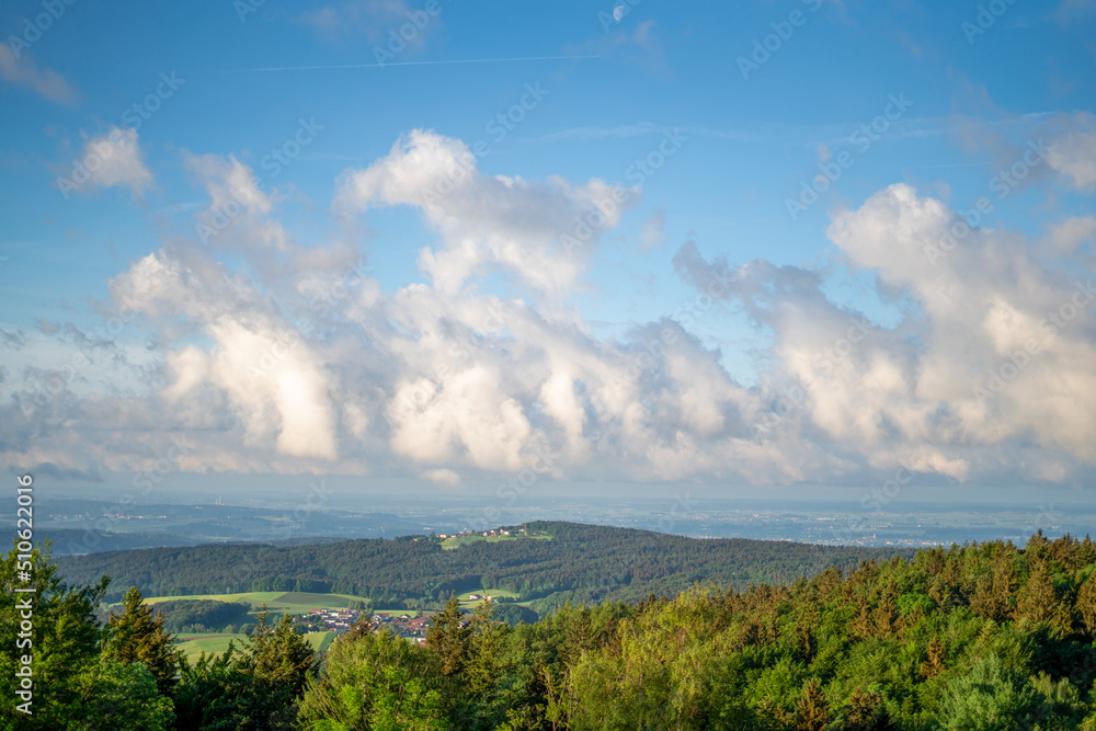 clouds and blue sky in the Bavarian Forest with fascinating 