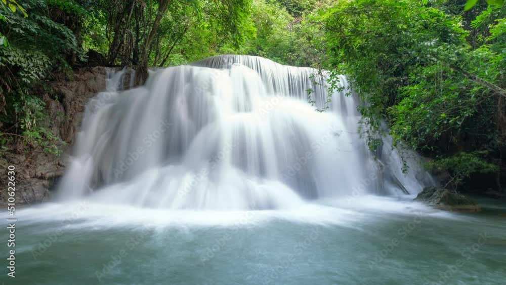 Beautiful waterfall in tropical rainforest at Huai Mae Khamin Beautiful waterfall in tropical rainforest at Huai Mae Khamin