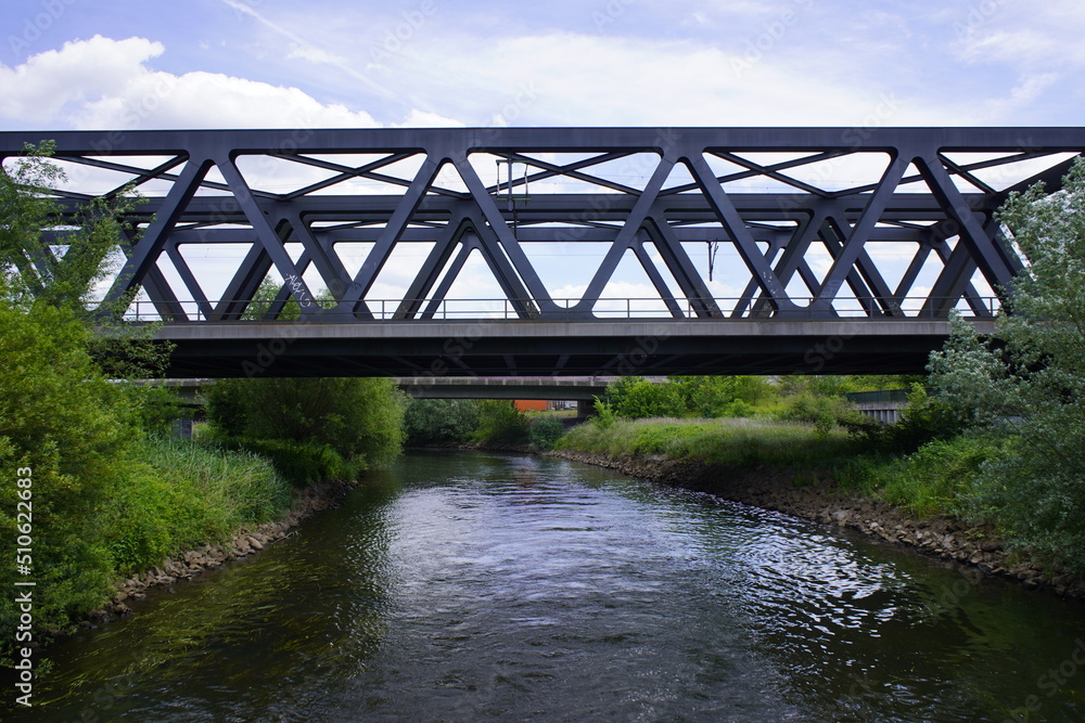 Railway bridge in Celle over the river Aller. Germany. Railway bridge in Celle over the river Aller. Germany.