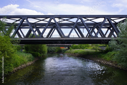 Railway bridge in Celle over the river Aller. Germany.