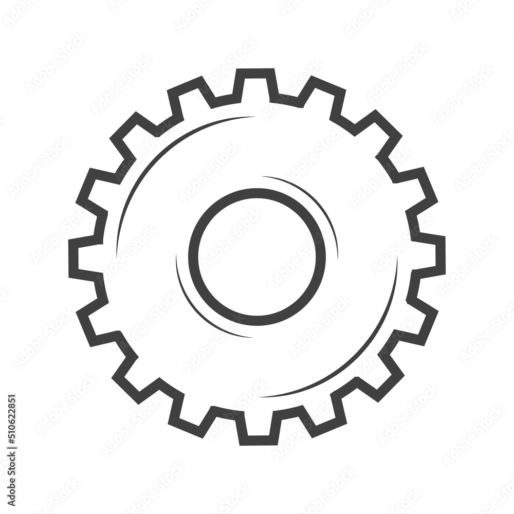 Gear vector symbol line style isolated on white background. 10 eps