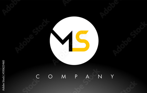 Black and Yellow MS Logo. Letter Design Vector.